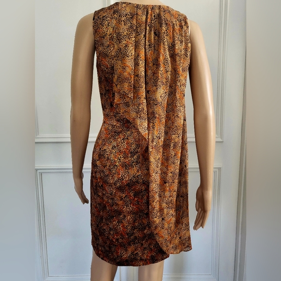 Cynthia Steffe Metallic Brown Retro Silk Dress - Size 0 - Picture 2 of 7